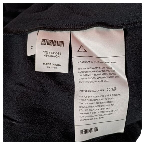 Reformation Jumpsuit 2 Womens Black Short Sleeve V-Neck Viscose Casual Solid Tie - Picture 4 of 4